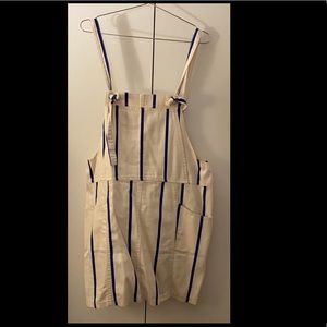 Blue and White Stripe Mini Overall Dress